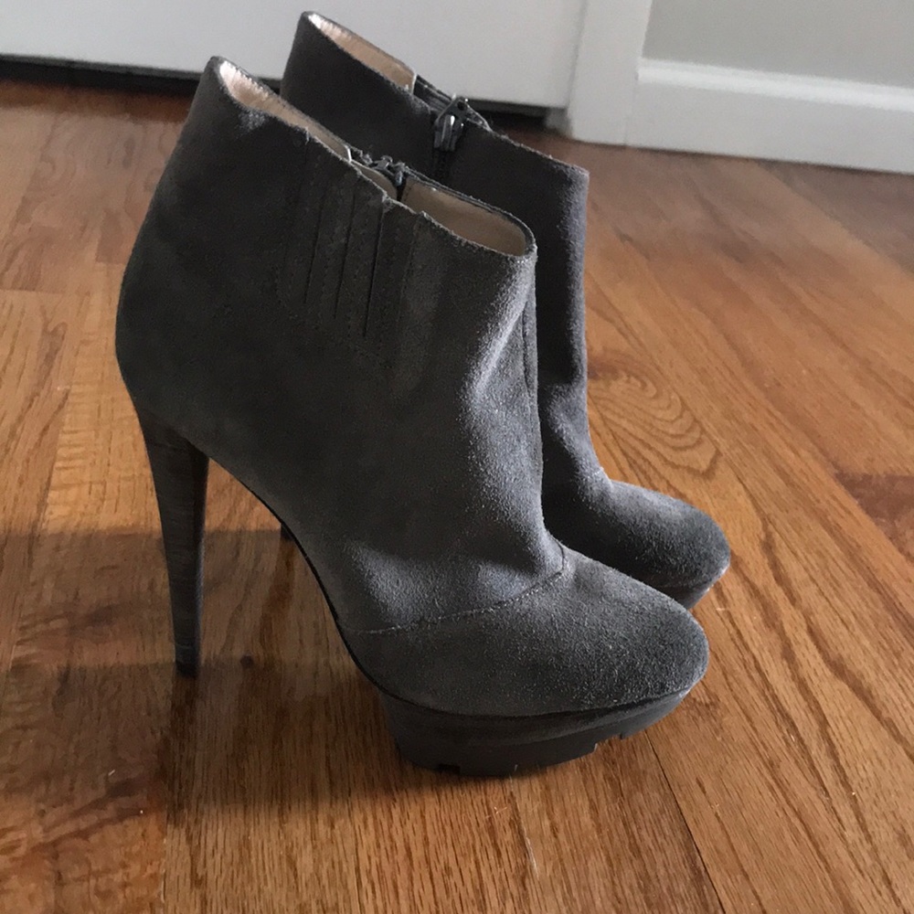 Jean-Michel Cazabat gray suede heeled booties